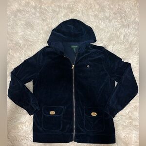 vintage ralph lauren velvet zip up jacket